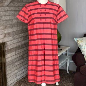 Vintage 1970s Striped Cotton Maternity Tunic Dress